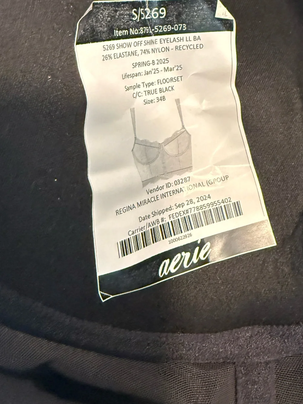 Aerie Showoff shine eyelash bra 34b